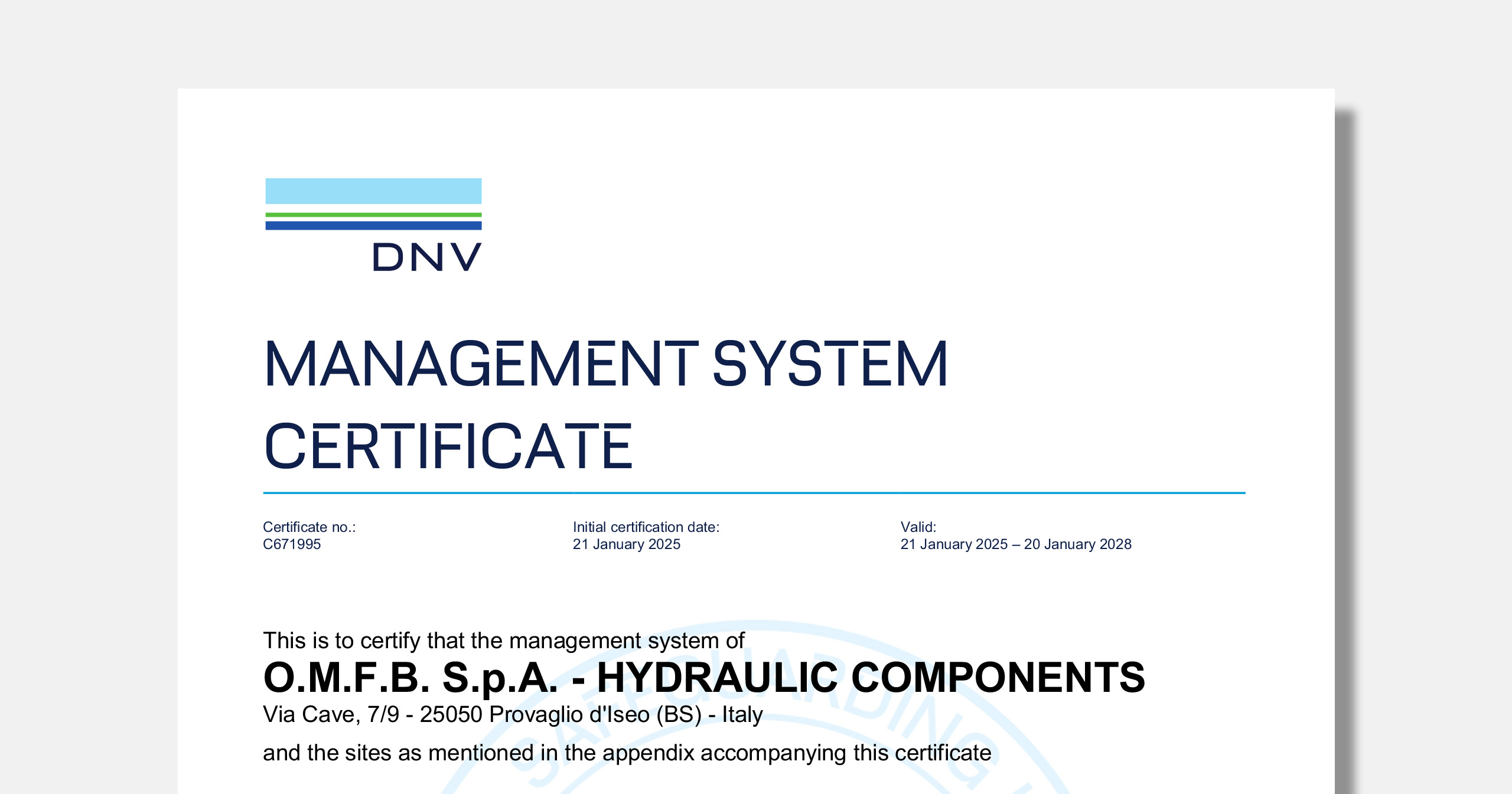 Certificazione ISO 9001 – Tanks division